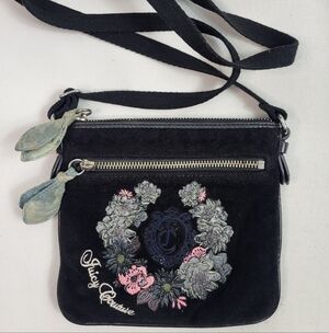 Juicy Couture Vintage Velour Black Crossbody Bag Mini